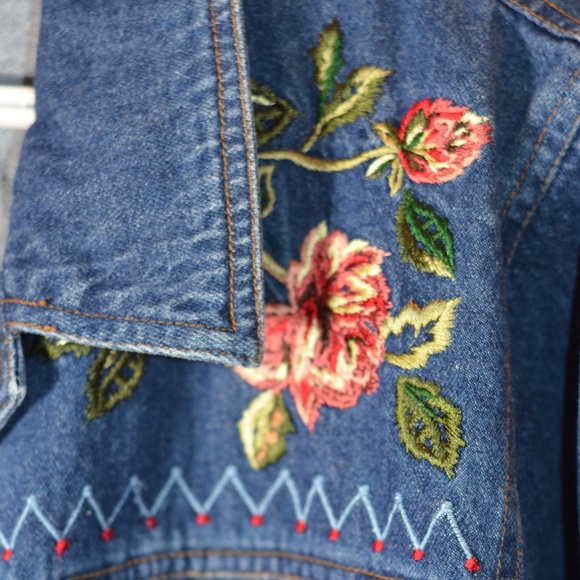 EMBROIDERED JEAN JACKET SZ 16 - Picture 2 of 3